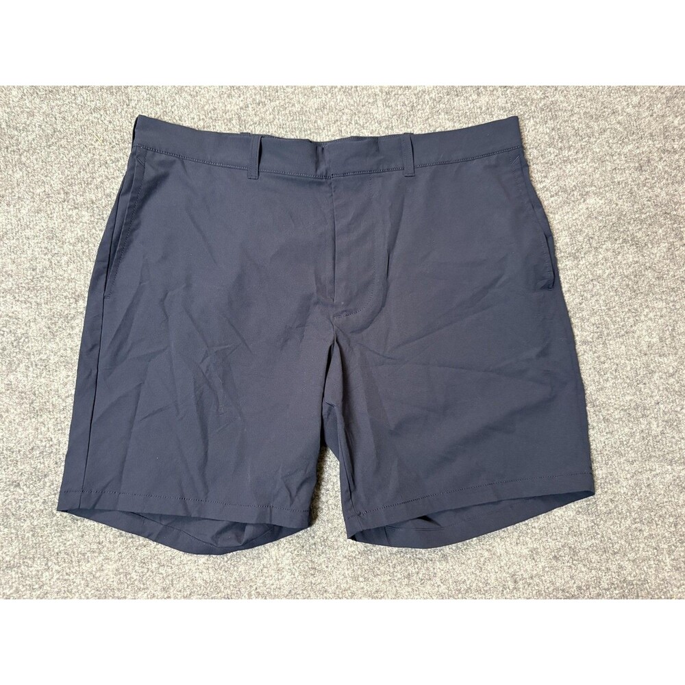 J.CREW Chino Shorts Mens 34 Blue Microfiber Flat Front 7" Inseam Summer Casual